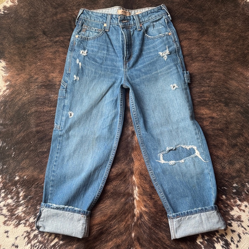 Ariat Women's Distressed Boyfriend Jeans - Classic Blue